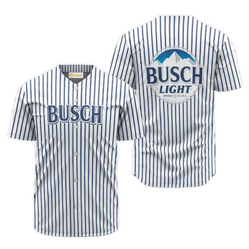 Busch Light Blue And White Striped Jersey Shirt - Flexiquor.com