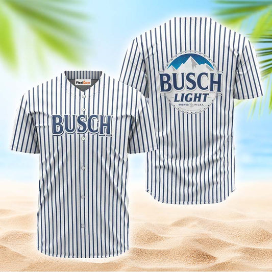 Busch Light Blue And White Striped Jersey Shirt - Flexiquor.com