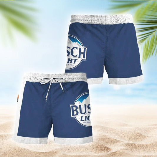 Busch Light Blue White Basic Swim Trunks - Flexiquor.com