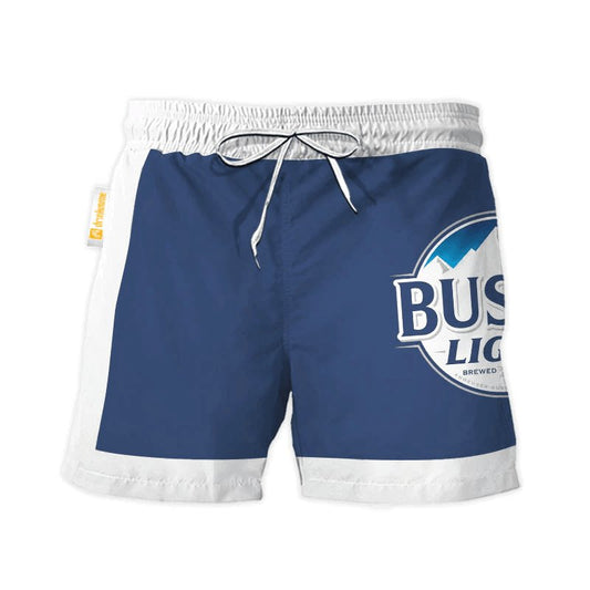 Busch Light Blue White Basic Swim Trunks - Flexiquor.com