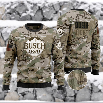 Busch Light Camo Ugly Christmas Sweater - Flexiquor.com