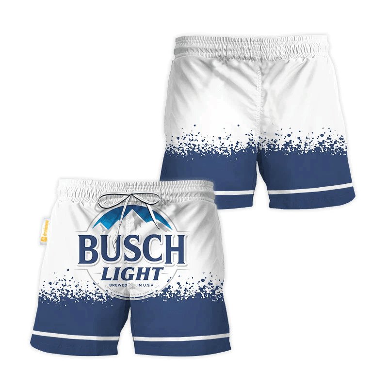 Busch Light White Blue Basic Swim Trunks - Flexiquor.com