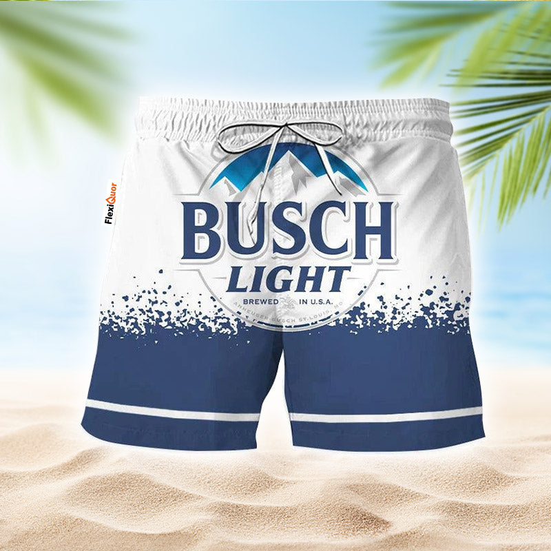 Busch Light White Blue Basic Swim Trunks - Flexiquor.com