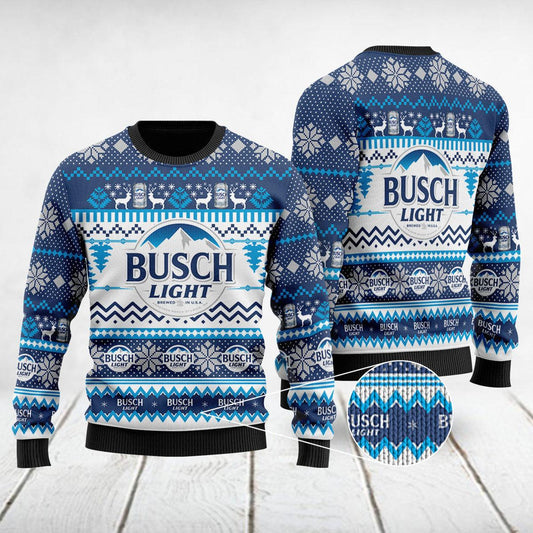 Busch Light Xmas Snowflakes Ugly Sweater