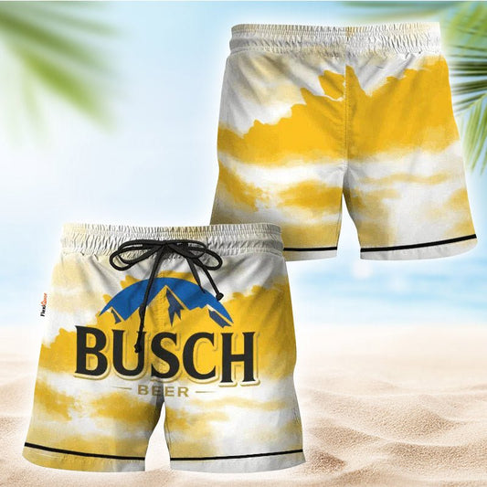 Busch Light Yellow And White Swim Trunks - Flexiquor.com