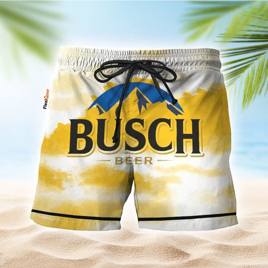 Busch Light Yellow And White Swim Trunks - Flexiquor.com