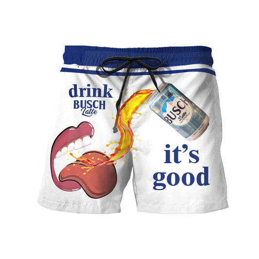 Let's Drink Busch Latte Swim Trunks - Flexiquor.com