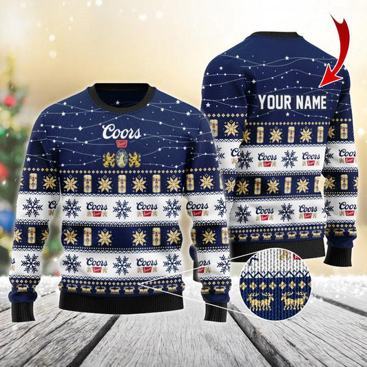 Personalized Christmas Twinkle Lights Coors Banquet Christmas Sweater