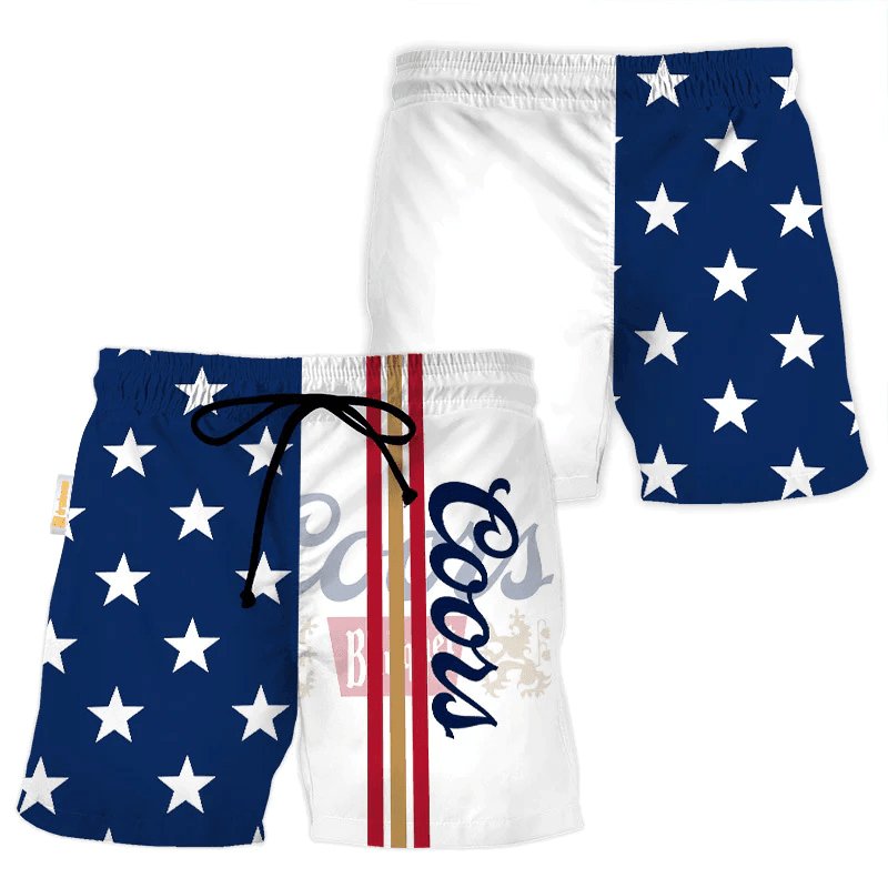 Coors Banquet American Flag Swim Trunks - Flexiquor.com