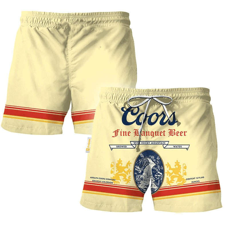 Coors Banquet Beige Swim Trunks - Flexiquor.com