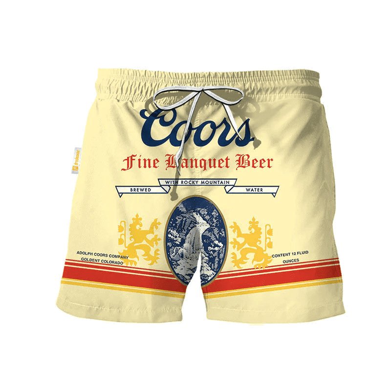 Coors Banquet Beige Swim Trunks - Flexiquor.com