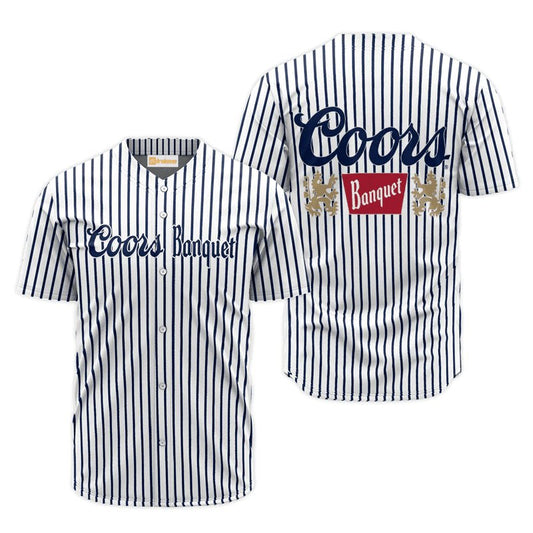 Coors Banquet Blue And White Striped Jersey Shirt - Flexiquor.com