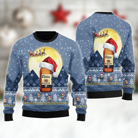 Santa Claus Sleigh Coors Banquet Ugly Sweater