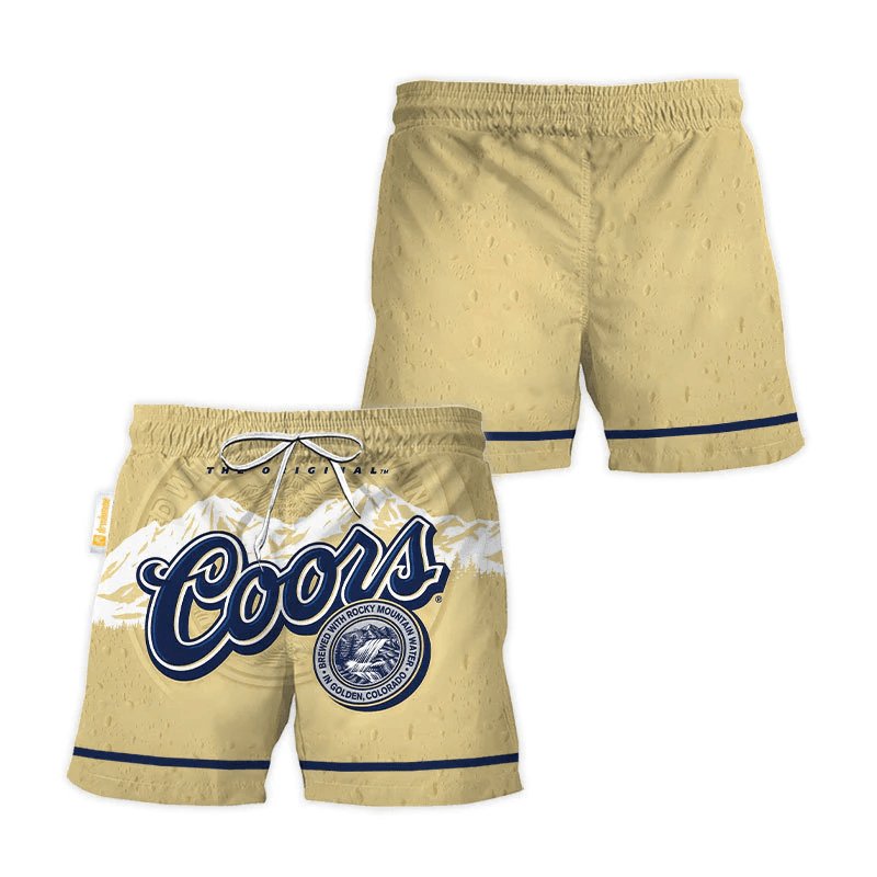 Coors Light Beige Basic Swim Trunks - Flexiquor.com