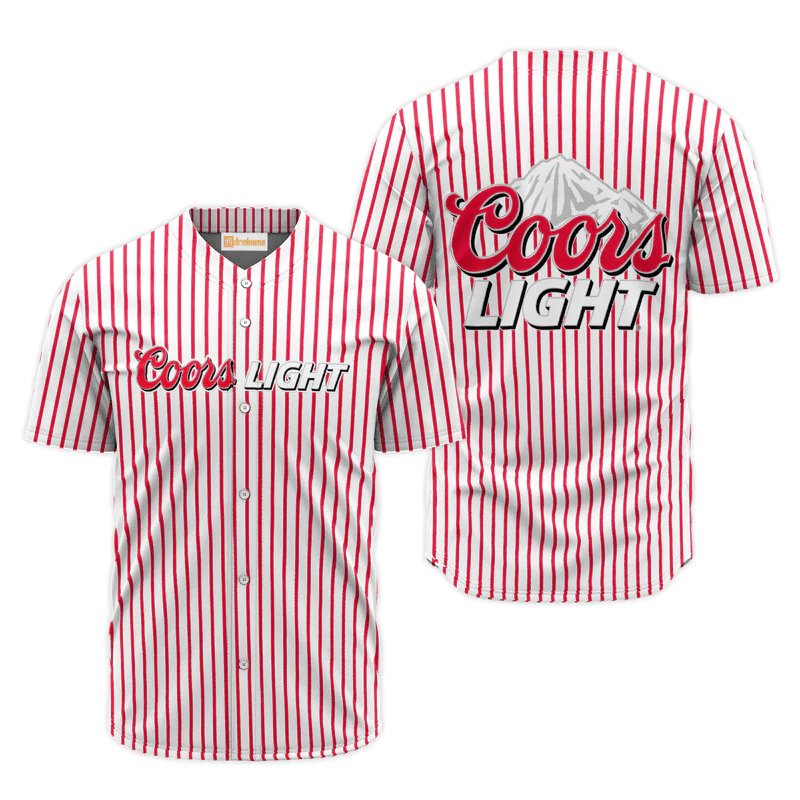 Coors Light Red And White Striped Jersey Shirt - Flexiquor.com