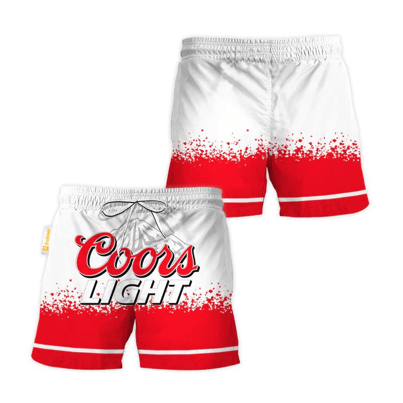 Coors Light White Red Basic Swim Trunks - Flexiquor.com