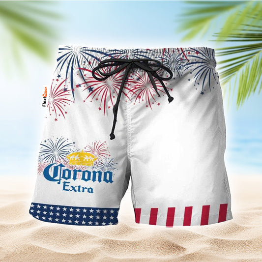 Corona Extra American Independence Day Swim Trunks - Flexiquor.com
