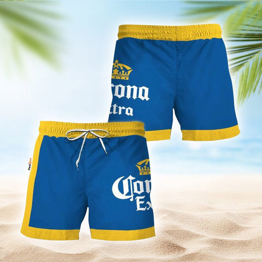 Corona Extra Blue Yellow Basic Swim Trunks - Flexiquor.com