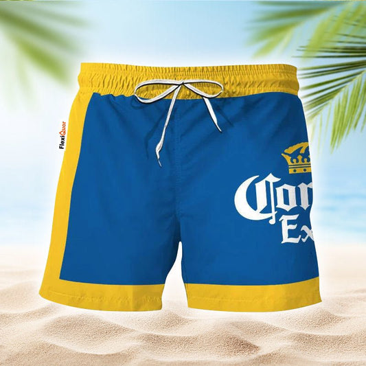 Corona Extra Blue Yellow Basic Swim Trunks - Flexiquor.com