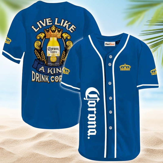 Corona Extra Live Like A King Baseball Jersey - Flexiquor.com