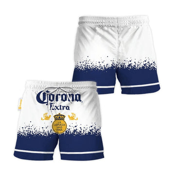 Corona Extra White Blue Basic Swim Trunks - Flexiquor.com