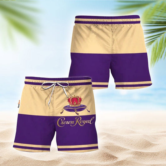 Crown Royal Beige And Purple Basic Swim Trunks - Flexiquor.com