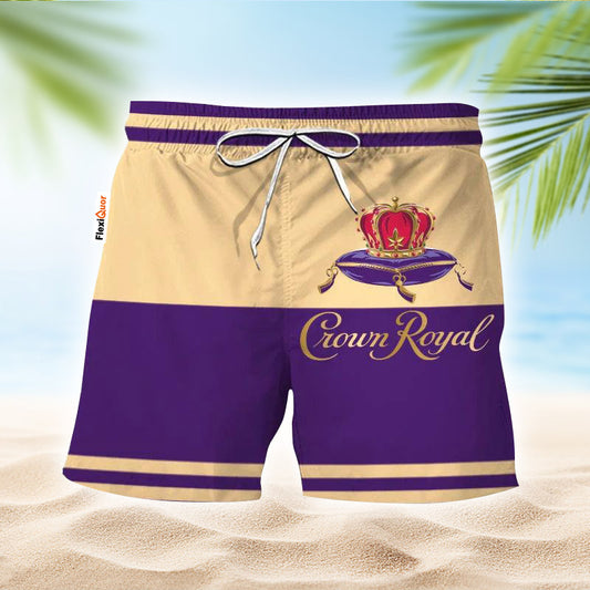 Crown Royal Beige And Purple Basic Swim Trunks - Flexiquor.com
