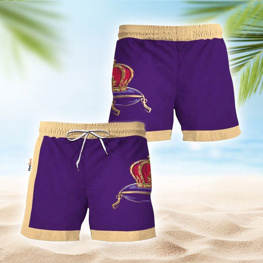 Crown Royal Purple Beige Basic Swim Trunks - Flexiquor.com