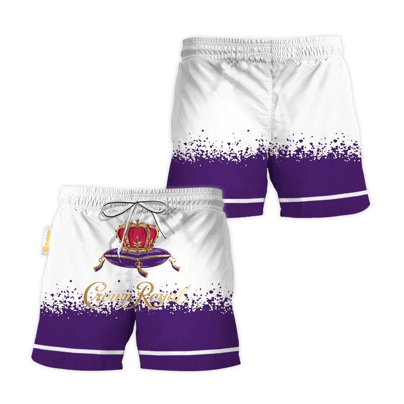 Crown Royal White Purple Basic Swim Trunks - Flexiquor.com