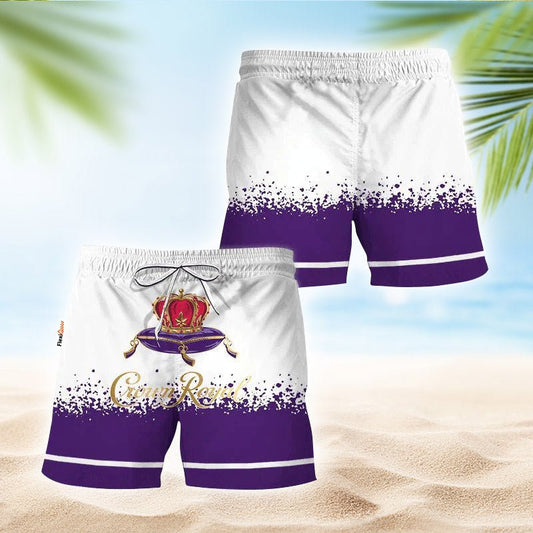 Crown Royal White Purple Basic Swim Trunks - Flexiquor.com