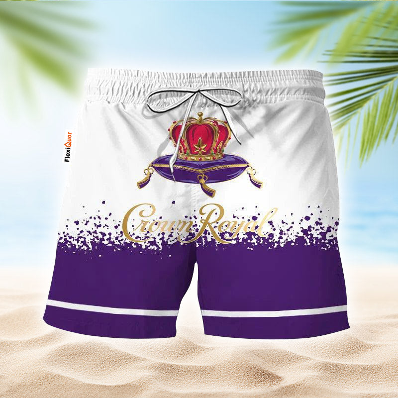Crown Royal White Purple Basic Swim Trunks - Flexiquor.com