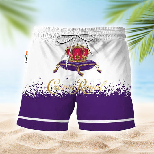Crown Royal White Purple Basic Swim Trunks - Flexiquor.com