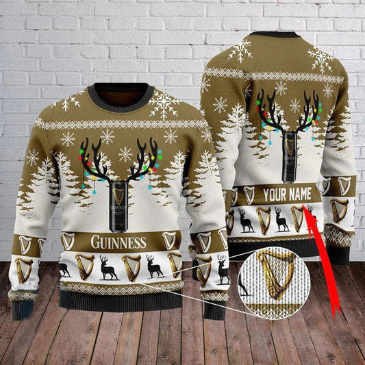 Custom Name Guinness Christmas Sweater
