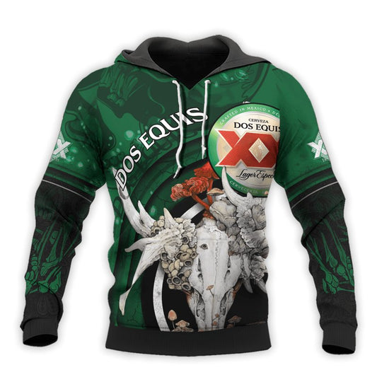 Personalized Dos Equis Deer Skull With Mushrooms Hoodie & Zip Hoodie - Flexiquor.com