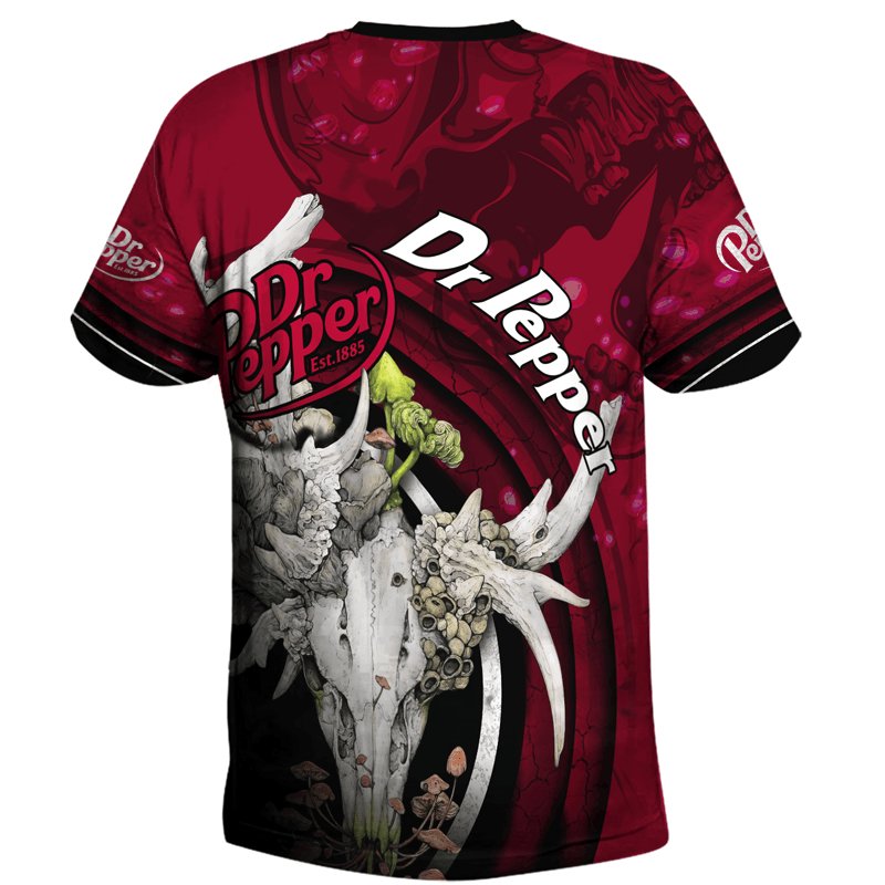 Dr Pepper Deer Skull With Mushrooms T - Shirt - Flexiquor.com