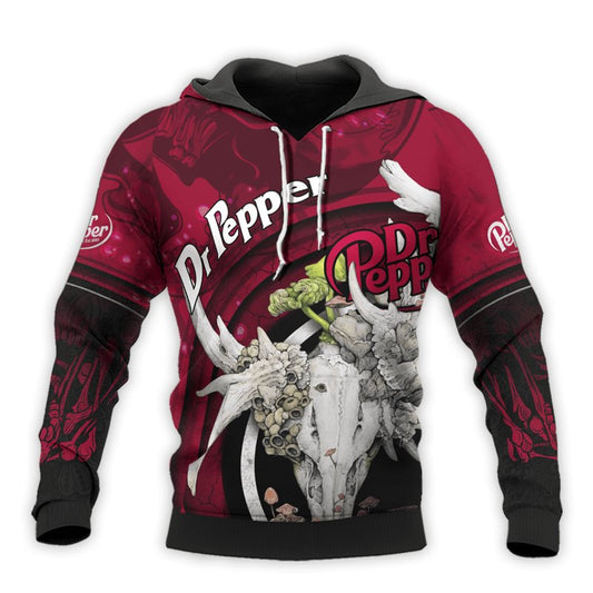 Personalized Dr Pepper Deer Skull With Mushrooms Hoodie & Zip Hoodie - Flexiquor.com