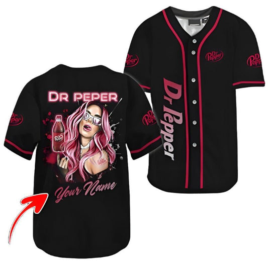 Personalized The Girl Like Dr Pepper Baseball Jersey - Flexiquor.com