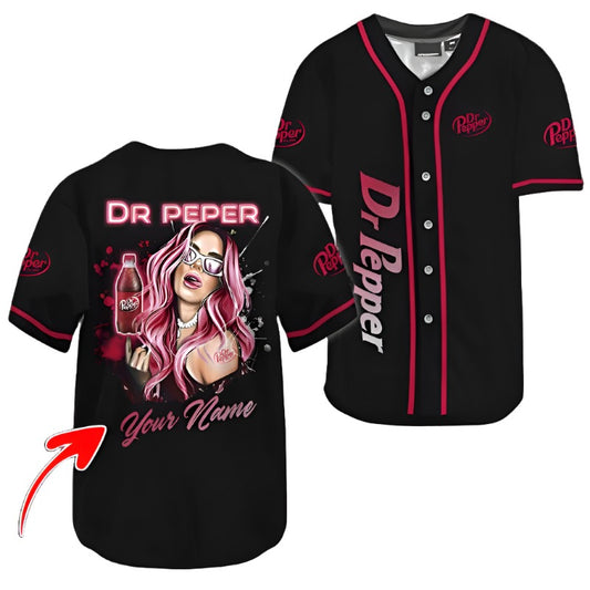Personalized The Girl Like Dr Pepper Baseball Jersey