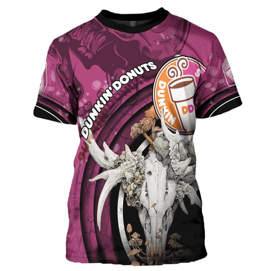 Dunkin' Donuts Deer Skull With Mushrooms T - Shirt - Flexiquor.com