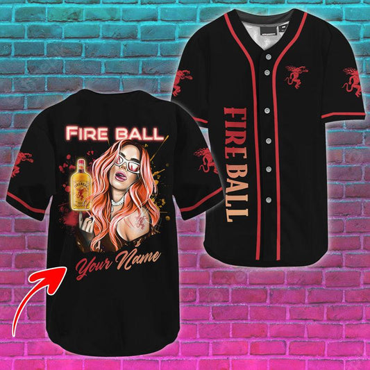 Personalized The Girl Like Fireball Baseball Jersey