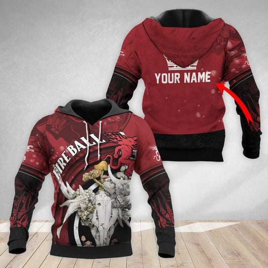 Personalized Fireball Deer Skull With Mushrooms Hoodie & Zip Hoodie - Flexiquor.com