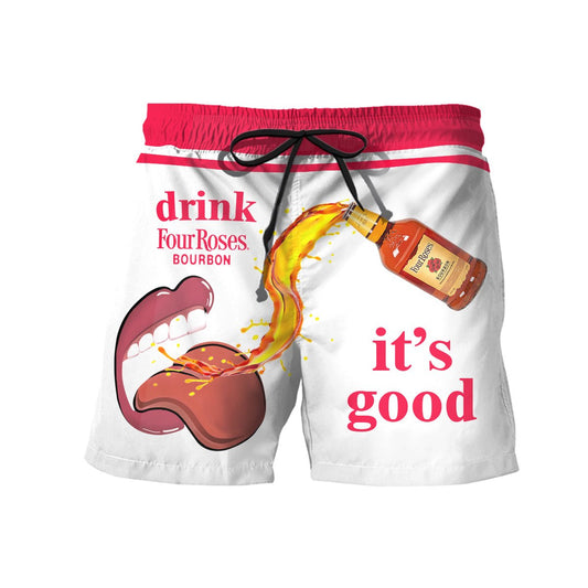 Let's Drink Four Roses Bourbon Swim Trunks - Flexiquor.com