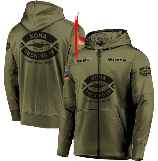 Personalized Military Green Kona Beer Hoodie & Zip Hoodie