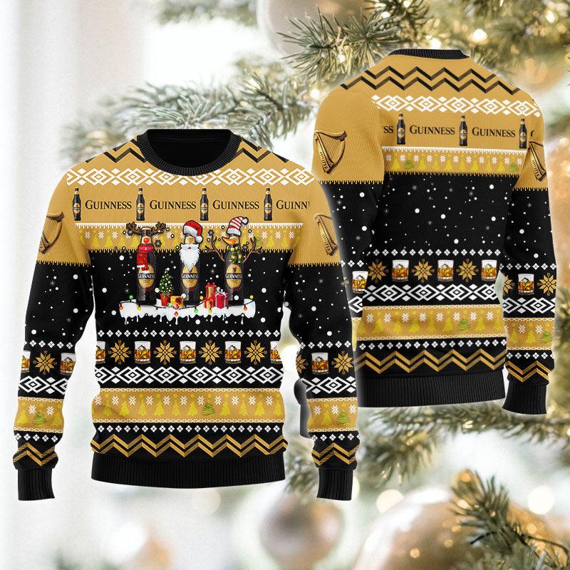 Guinness Santa Reindeer Snowflake Xmas Sweater