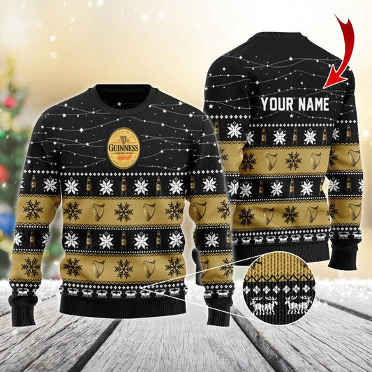 Personalized Christmas Twinkle Lights Guinness Christmas Sweater