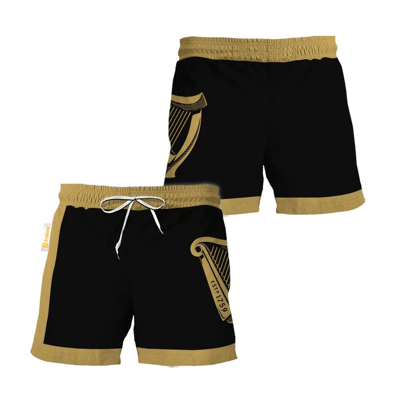 Guinness Black Beige Basic Swim Trunks - Flexiquor.com