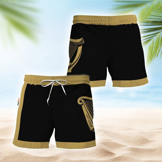 Guinness Black Beige Basic Swim Trunks - Flexiquor.com