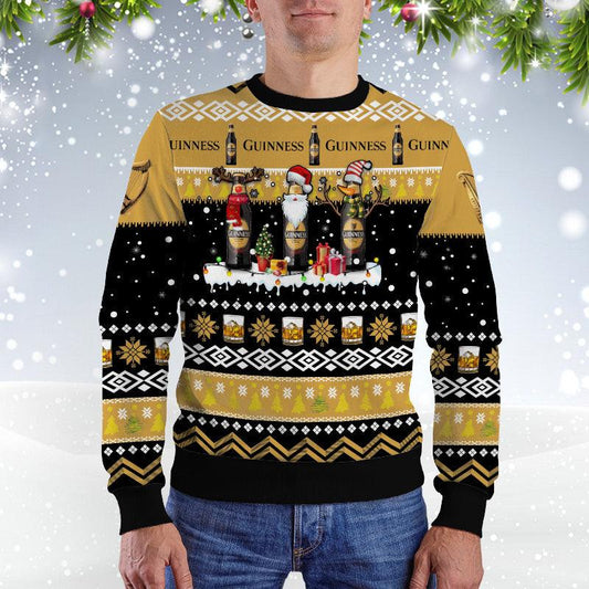 Guinness Santa Reindeer Snowflake Xmas Sweater
