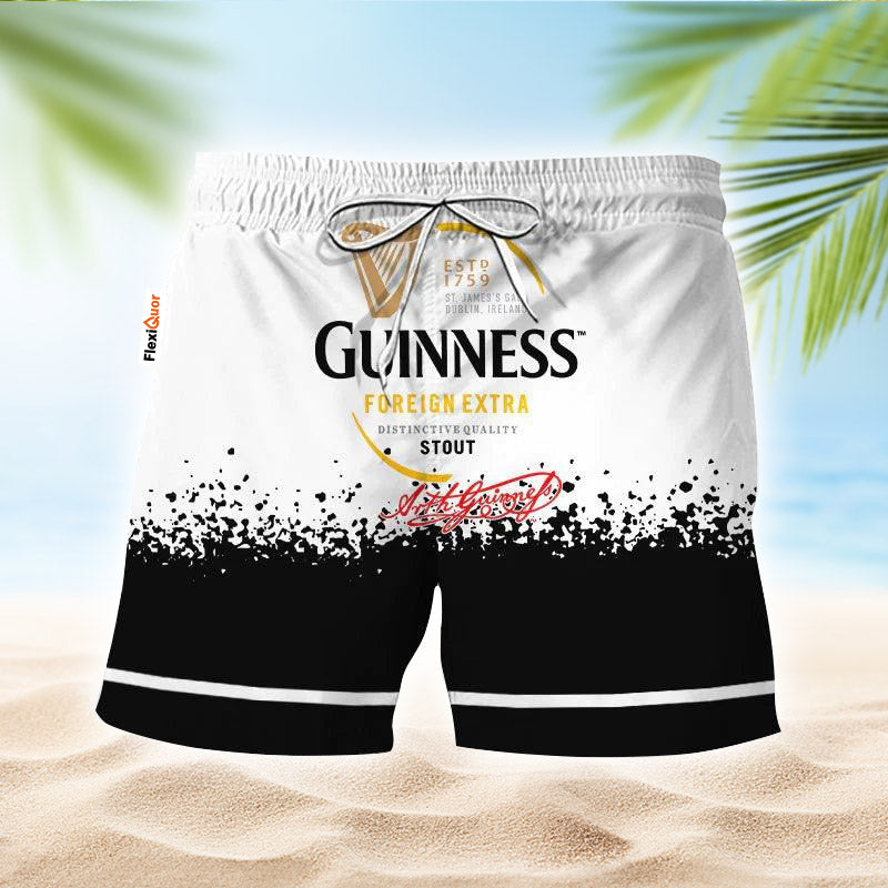 Guinness White Black Basic Swim Trunks - Flexiquor.com
