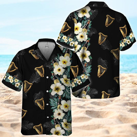 Guinness Half Flower Side Hawaiian Shirt